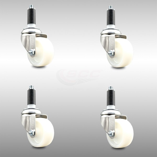 Service Caster 3 Inch 316SS Nylon Wheel Swivel 1 Inch Expanding Stem Caster Set SCC SCC-SS316EX20S314-NYS-1-4 - main